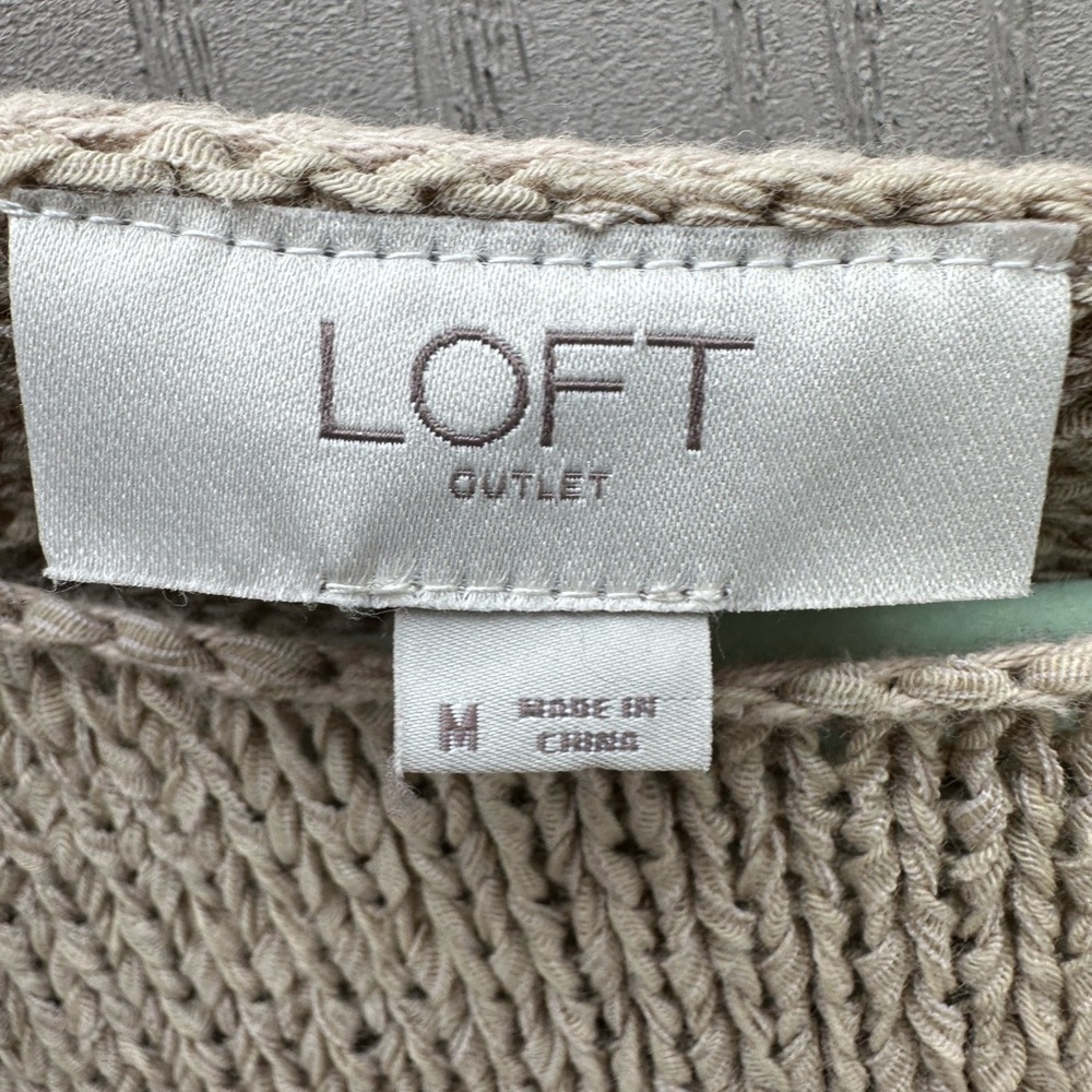 LOFT Heathered Taupe Scoop Neck Knit Sweater - Picture 2 of 8